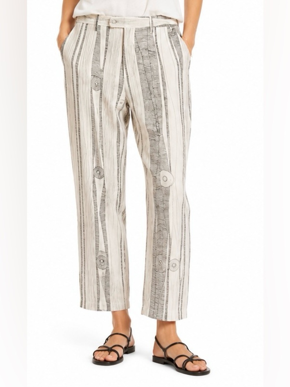 NWOT - Raquel Allegra Narobi Linen Silk Abstract Print Pants Size 3 Large
